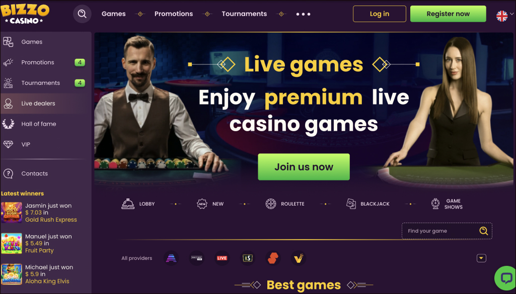 Bizzo Casino Live Dealer Games