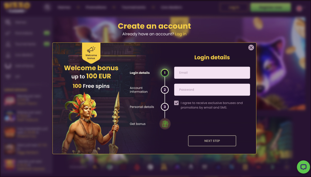 Bizzo Casino Login Process