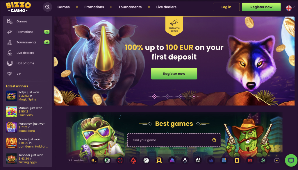 Bizzo Casino Website