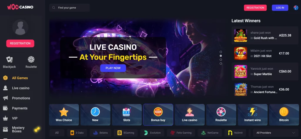 Casino Games at Woo Casino