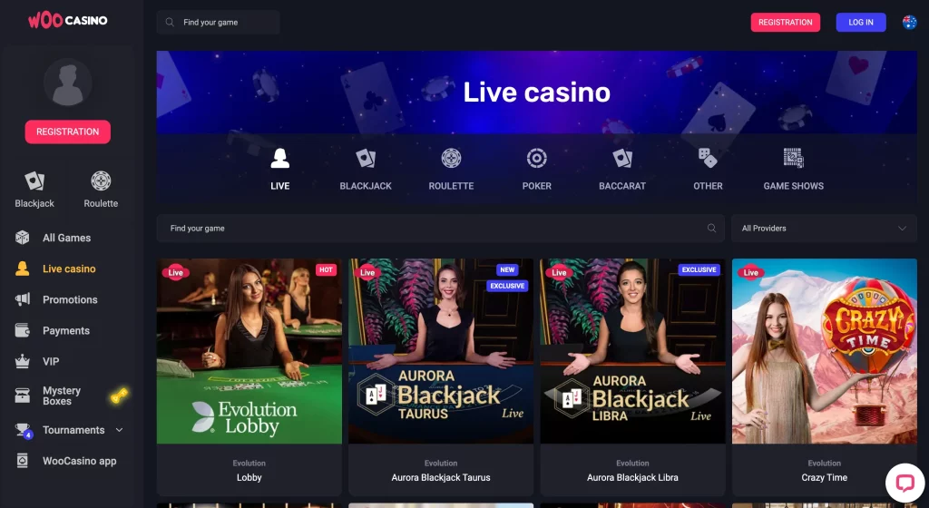 Live Dealer at Woo Casino