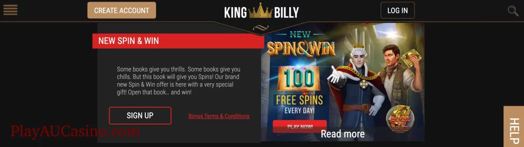 King Billy Casino New Spin & Win