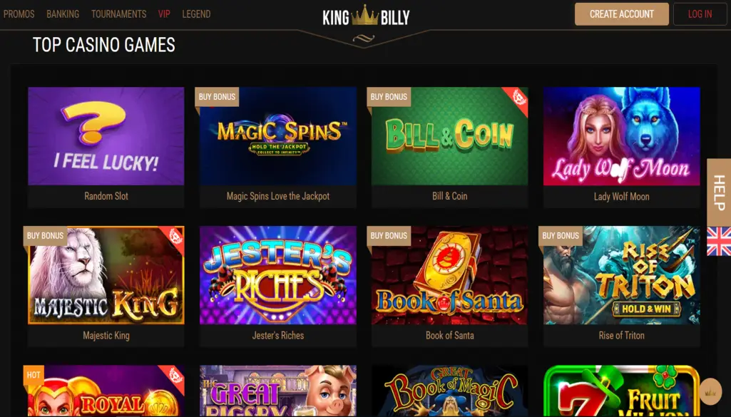 King Billy Casino Games