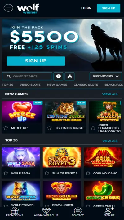 Wolf Winner casino mobile