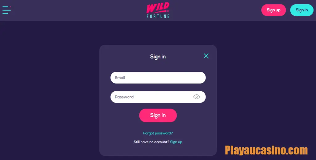 Wild Fortune Casino: Login Process#2