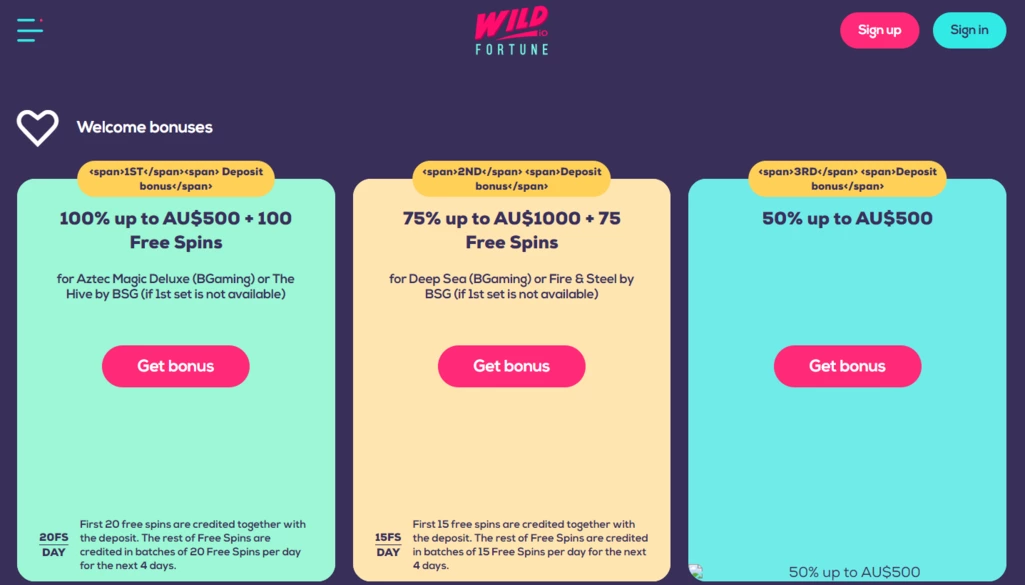 Wild Fortune casino bonus