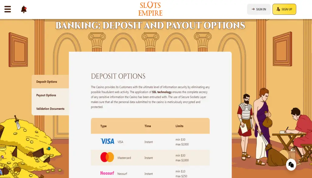 Deposit and Withdrawal Methods