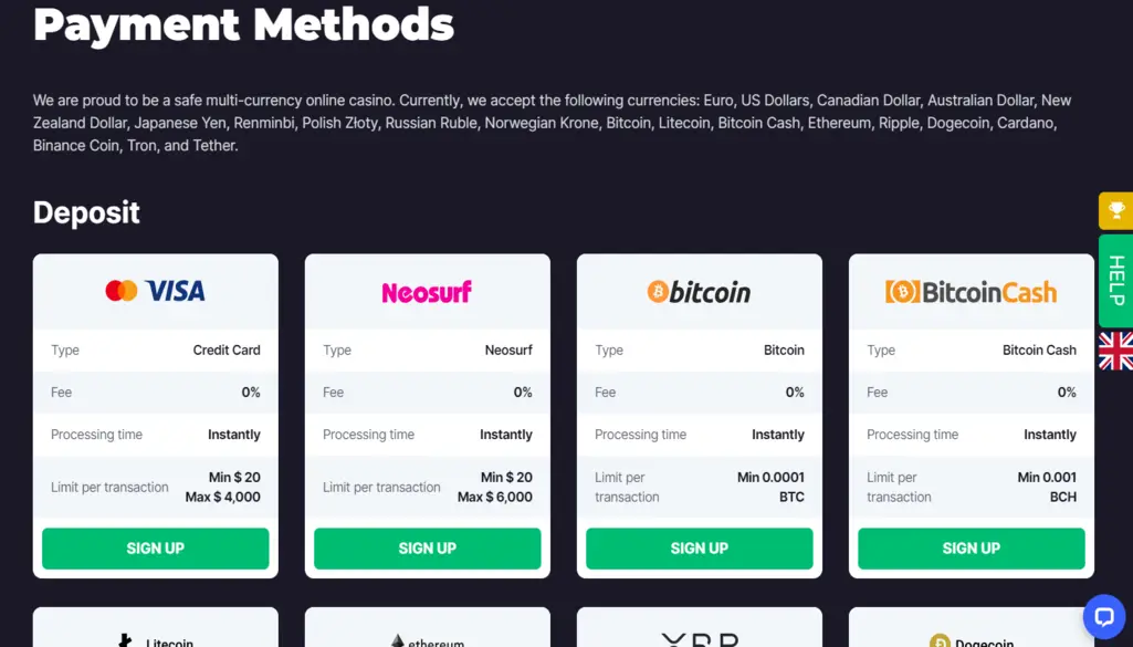 Deposit and Withdrawal Methods