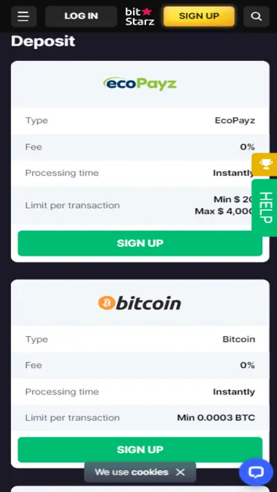 Bitstarz Casino Payments Mobile