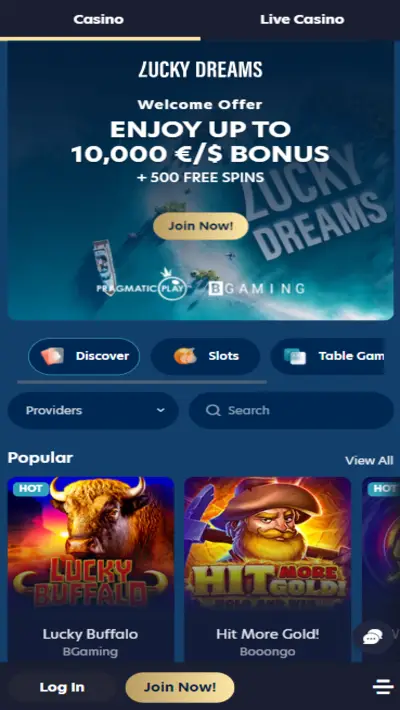 Lucky Dreams Casino Site Mobile