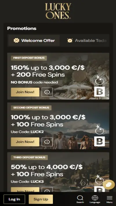 Lucky Ones of Bonuses and Promotions Mobile