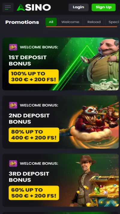 Asino casino bonuses