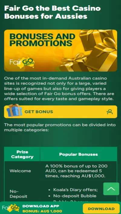 Fairgo casino bonuses mobile