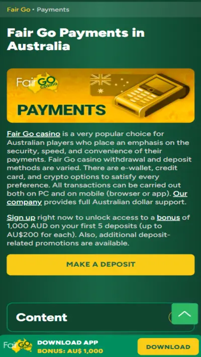 Fairgo casino payments mobile