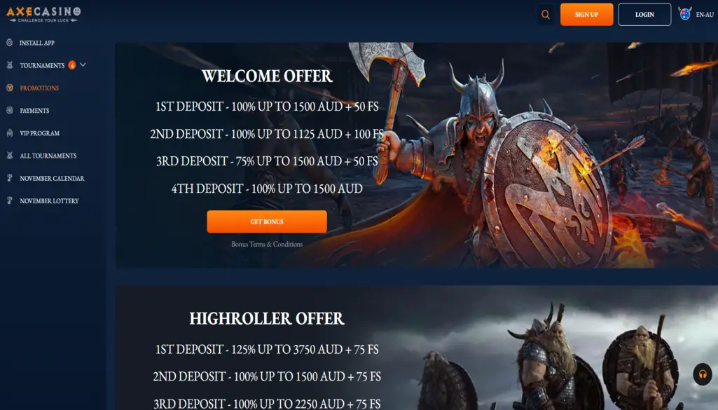 Axe Casino Bonuses