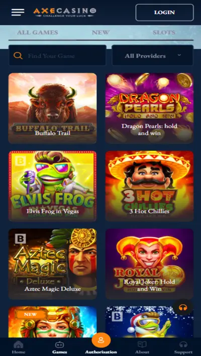 Axe Casino Games Mobile
