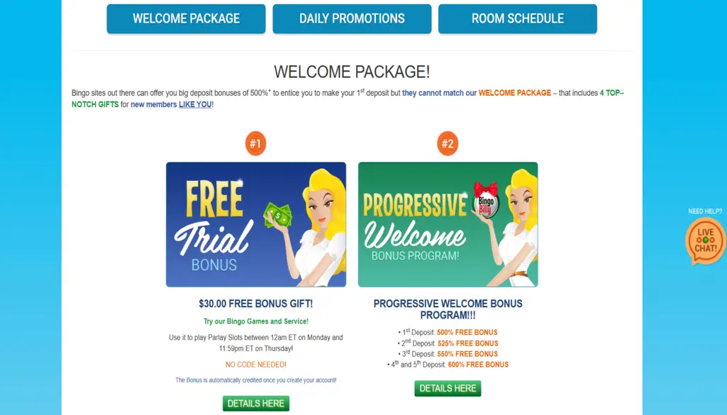 Bingo Billy Casino Bonuses