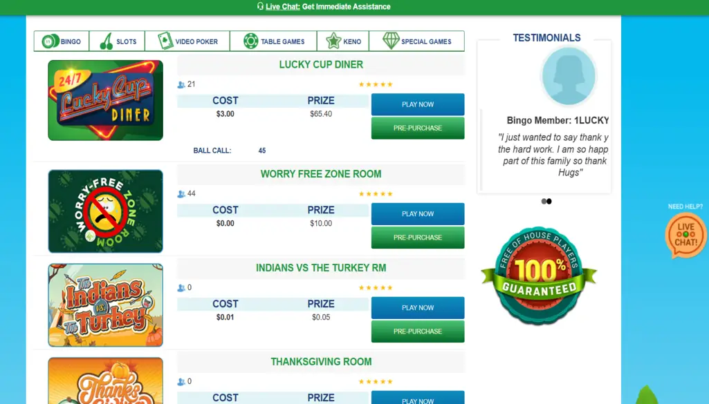 Bingo Billy Casino Games