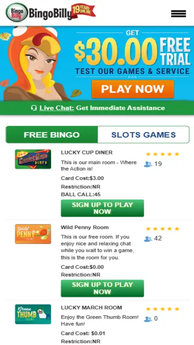 Bingo Billy Casino Site Mobile
