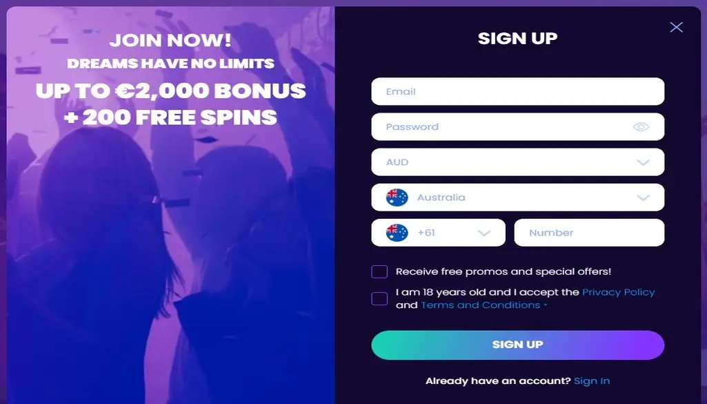 Bitdreams Casino Registration