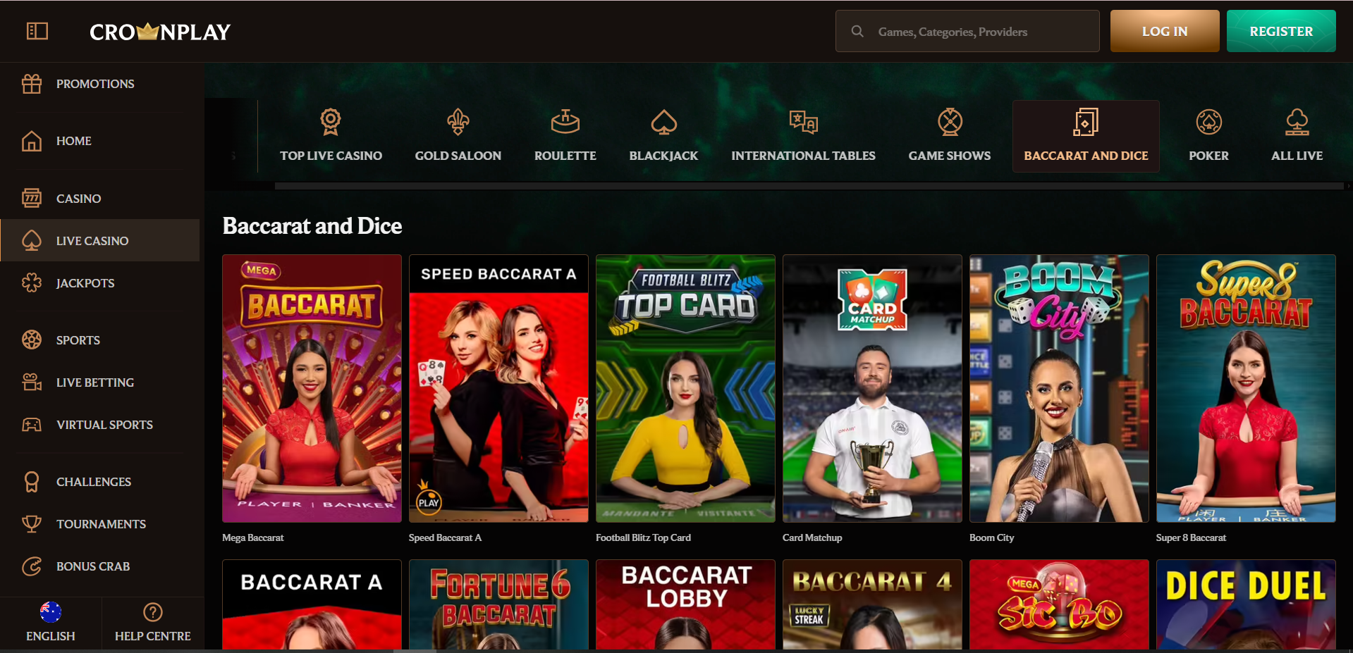CrownCasino baccarat screenshoot