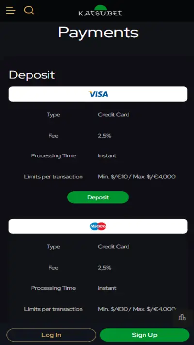 Katsubet Casino Payments Mobile