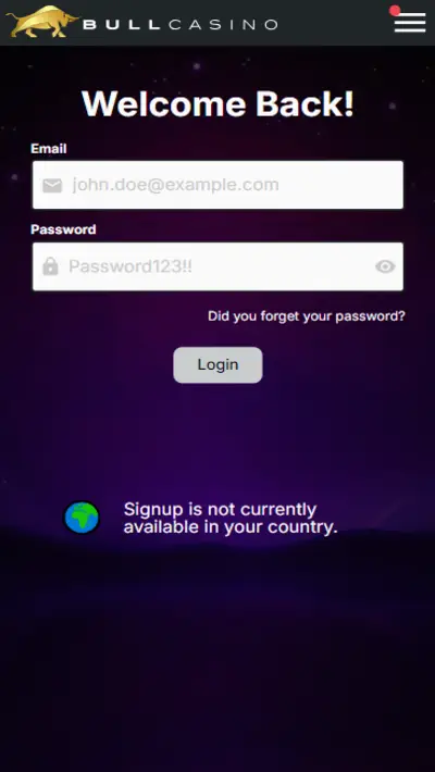 Bull Casino Login Mobile