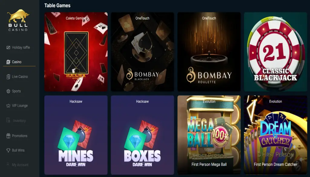 Bull Casino Table Games