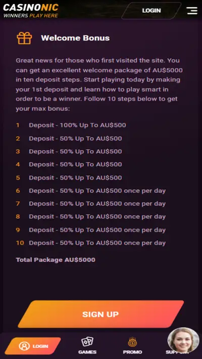 Casinonic Bonuses Mobile