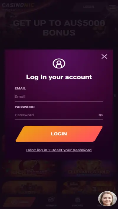 Casinonic Login Mobile