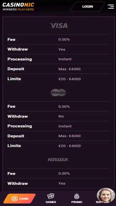 Casinonic Payments Mobile