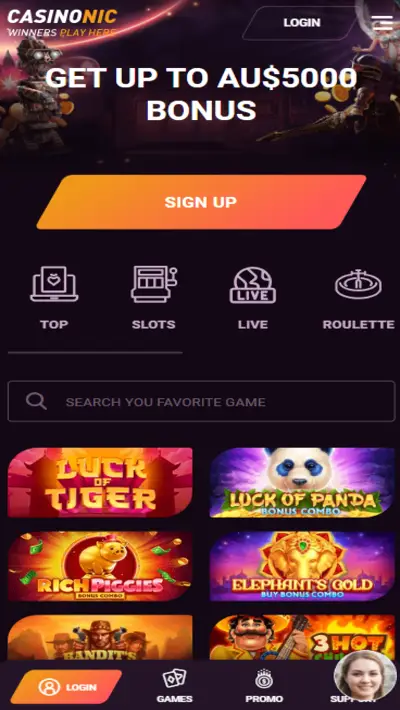 Casinonic Site Mobile