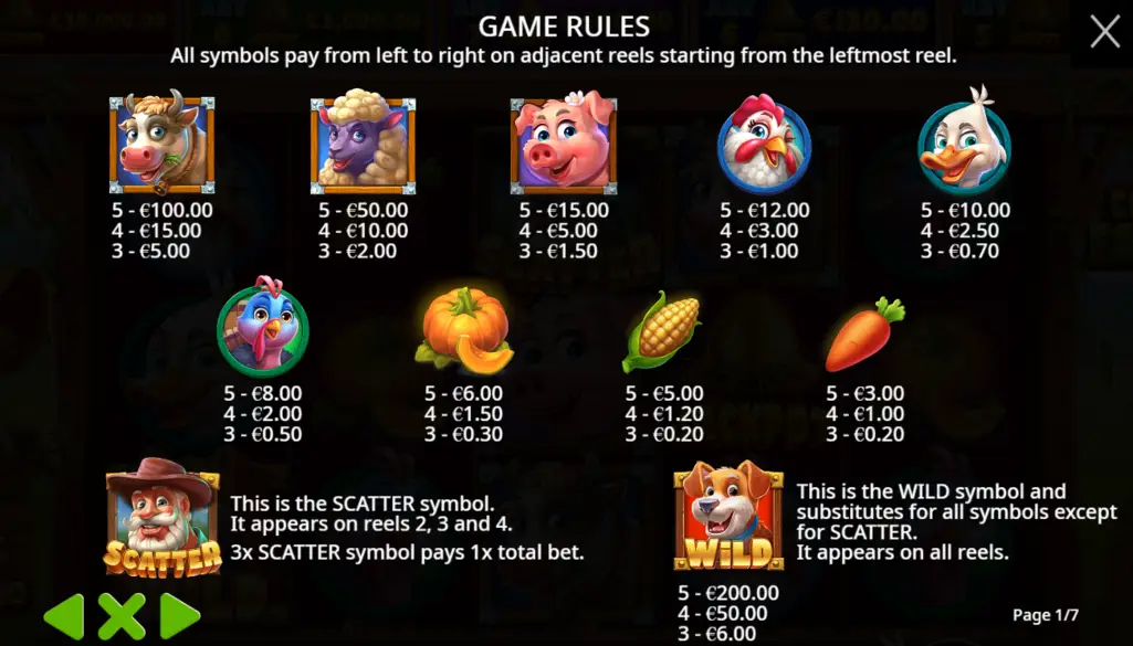 Farm Pokie Game Win Symbols