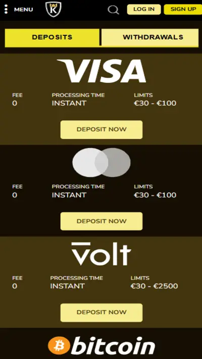 Kings Chance Casino Payments Mobile