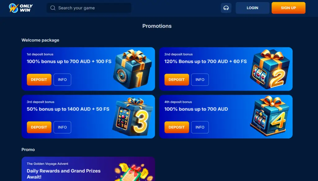 OnlyWin Casino Bonuses