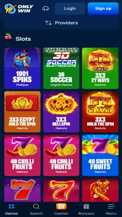 OnlyWin Casino Games Mobile