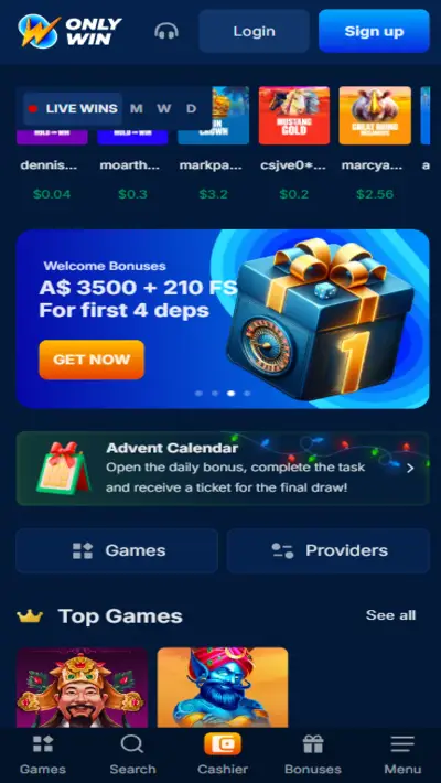 OnlyWin Casino Site Mobile