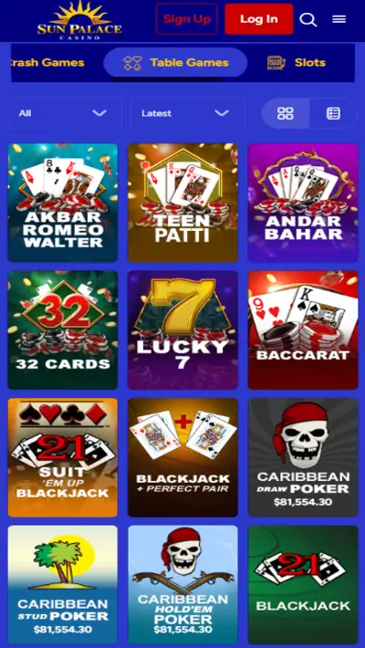 Sun Palace Casino Games Mobile