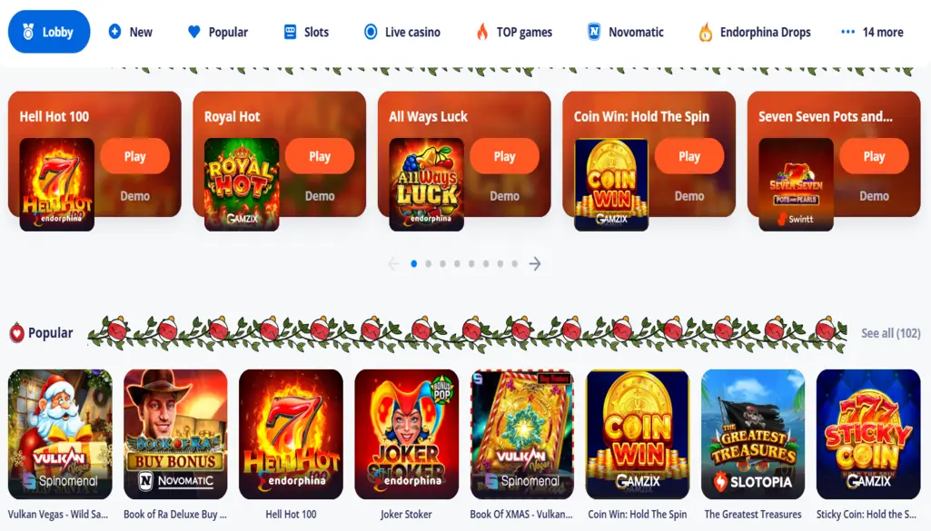 Vulkan Vegas Casino Games