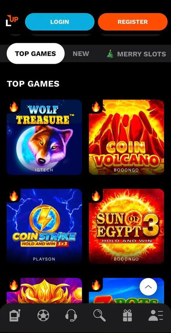 LevelUp Casino games screenshot