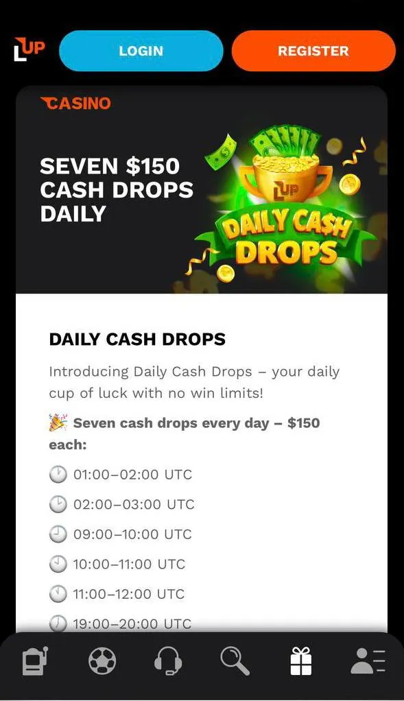 LevelUp Casino bonus screenshot