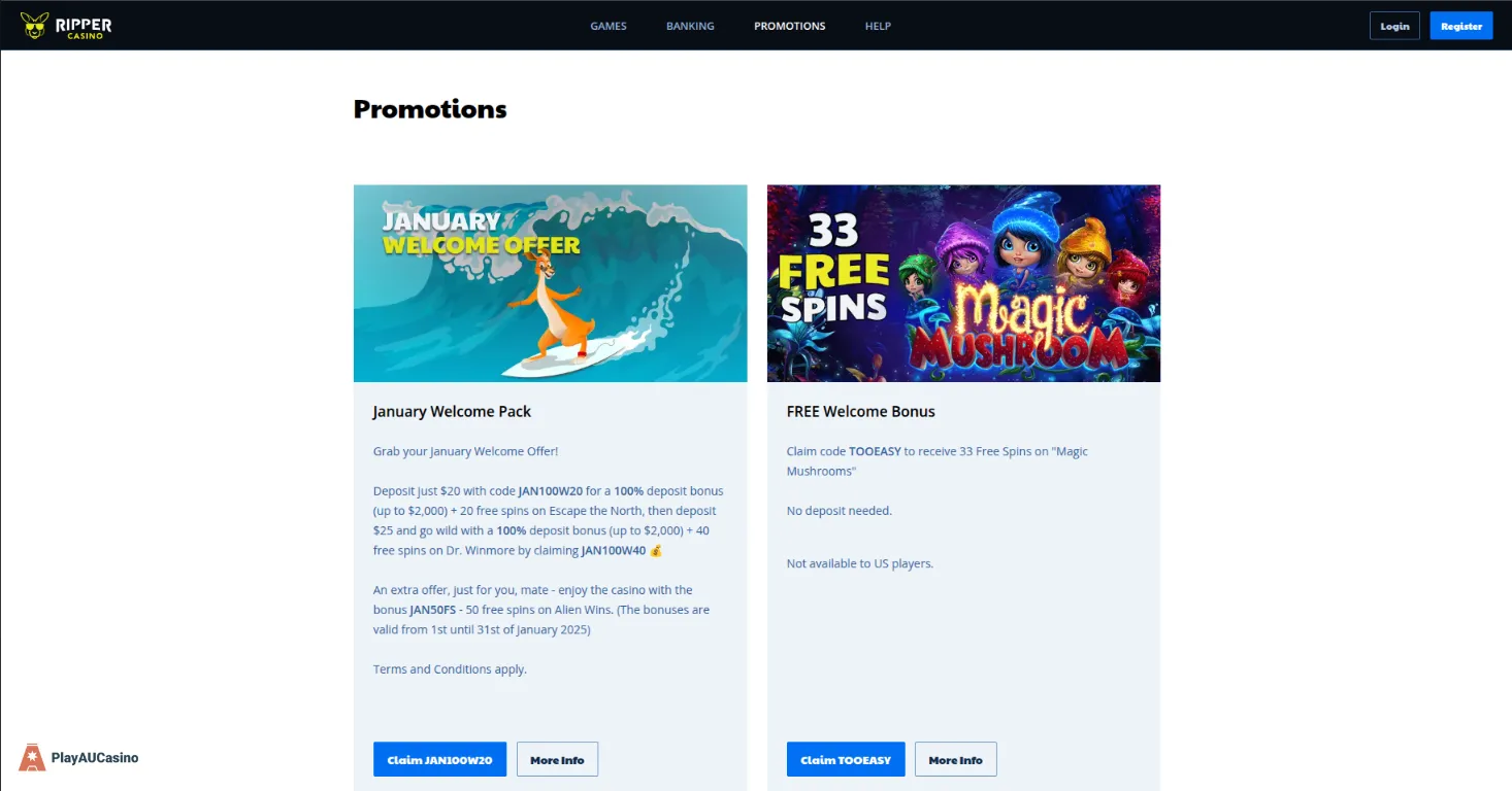 Ripper Casino promotions