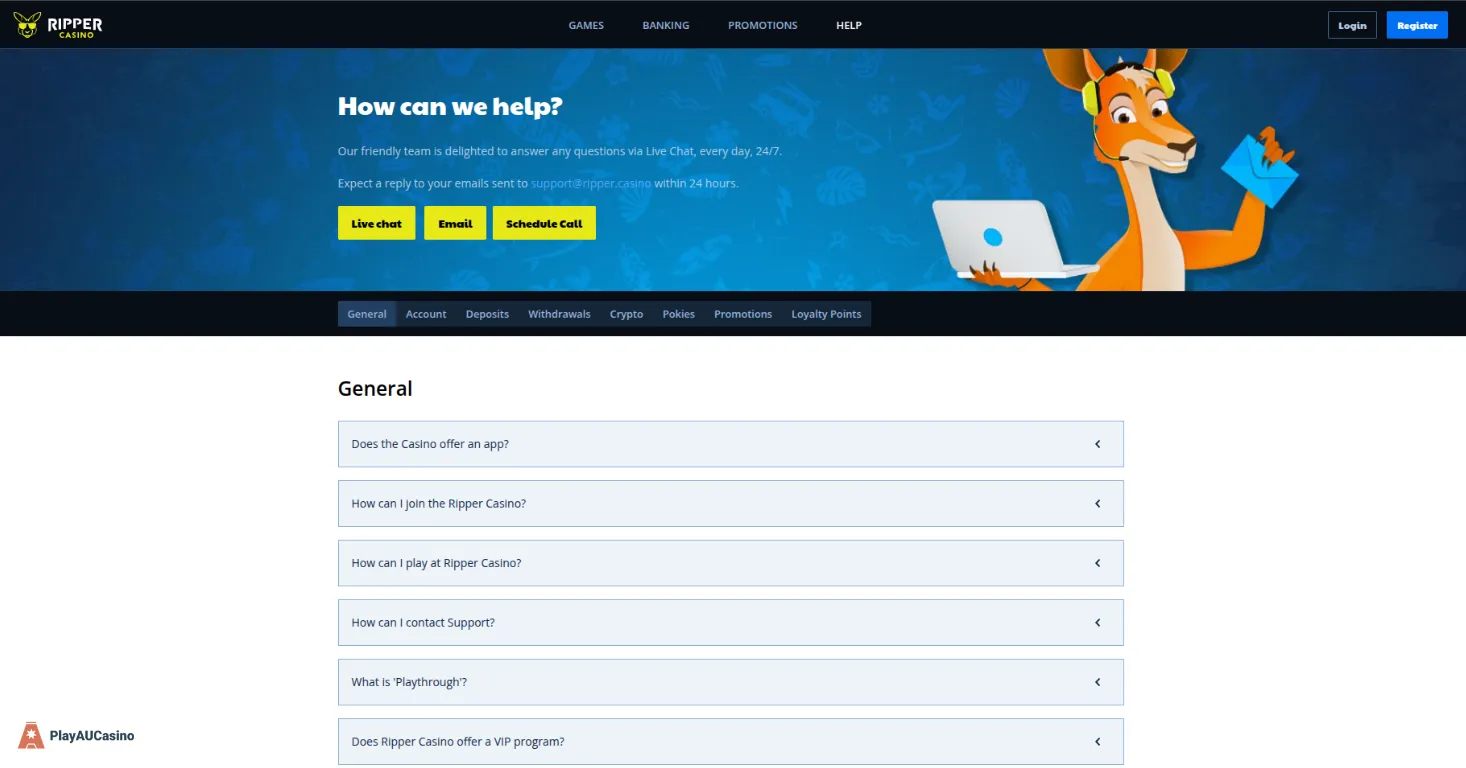 Ripper Casino Support