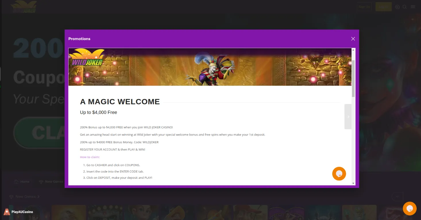 Wild Joker Casino Welcome Bonus