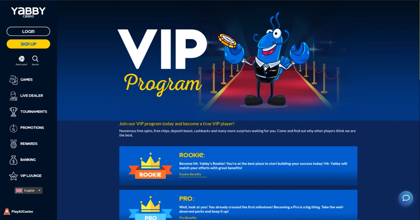 Yabby Casino VIP Program