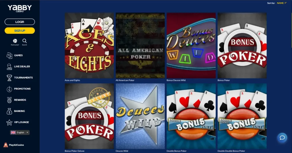 Yabby Casino Video Poker