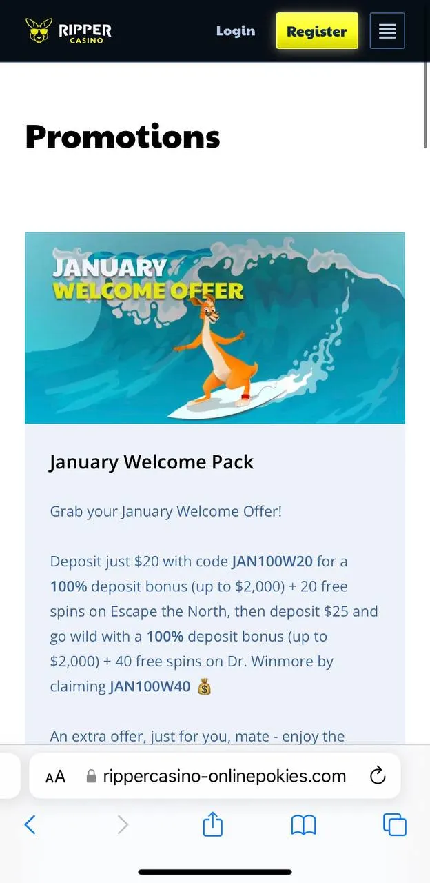 Ripper mobile casino screenshot 1