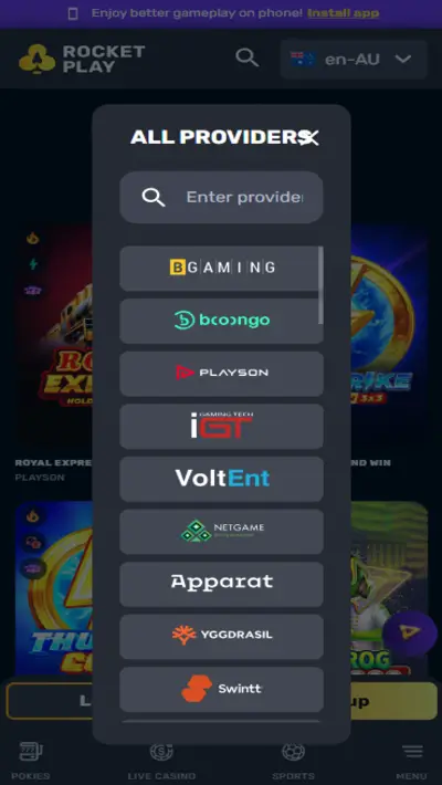 RocketPlay Software App