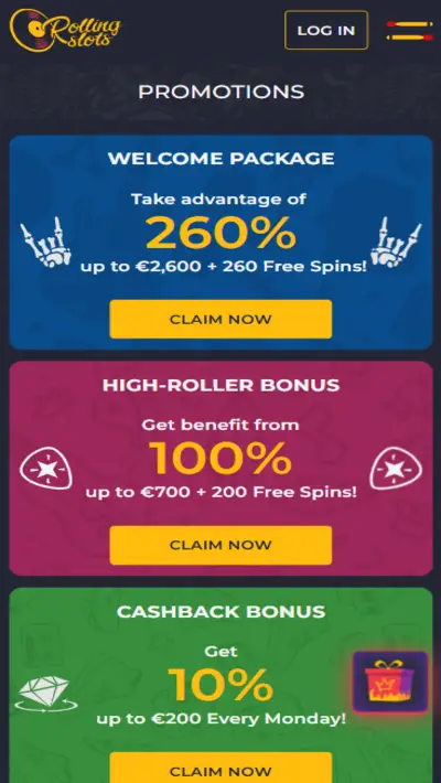 Rolling Slots Promotions Mobile