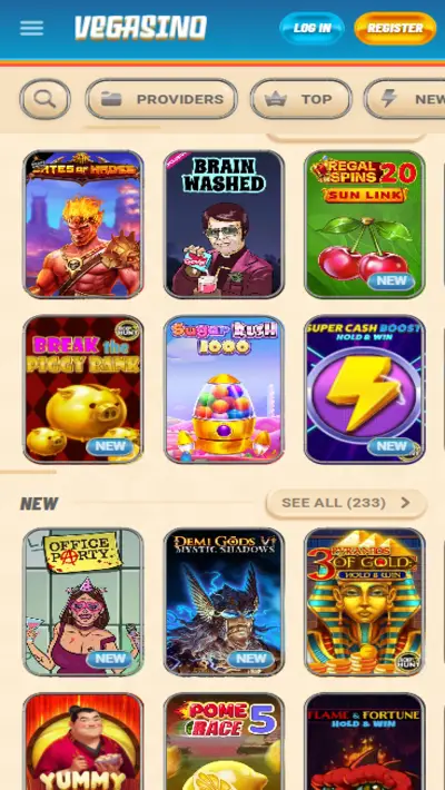 Vegasino Games Mobile